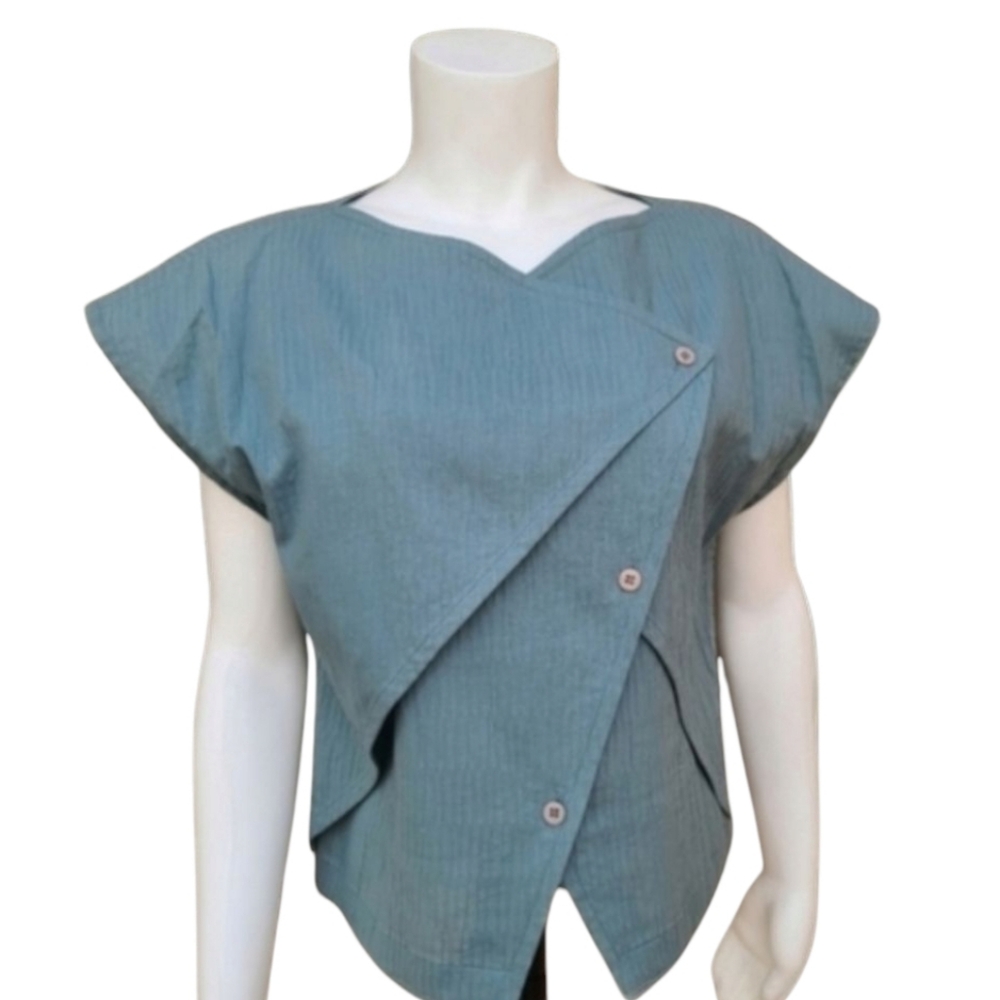 VINTAGE 80s SHAMASK Textured Crop Top S Minimalist Avant Garde Industrial Boxy - Picture 5 of 16